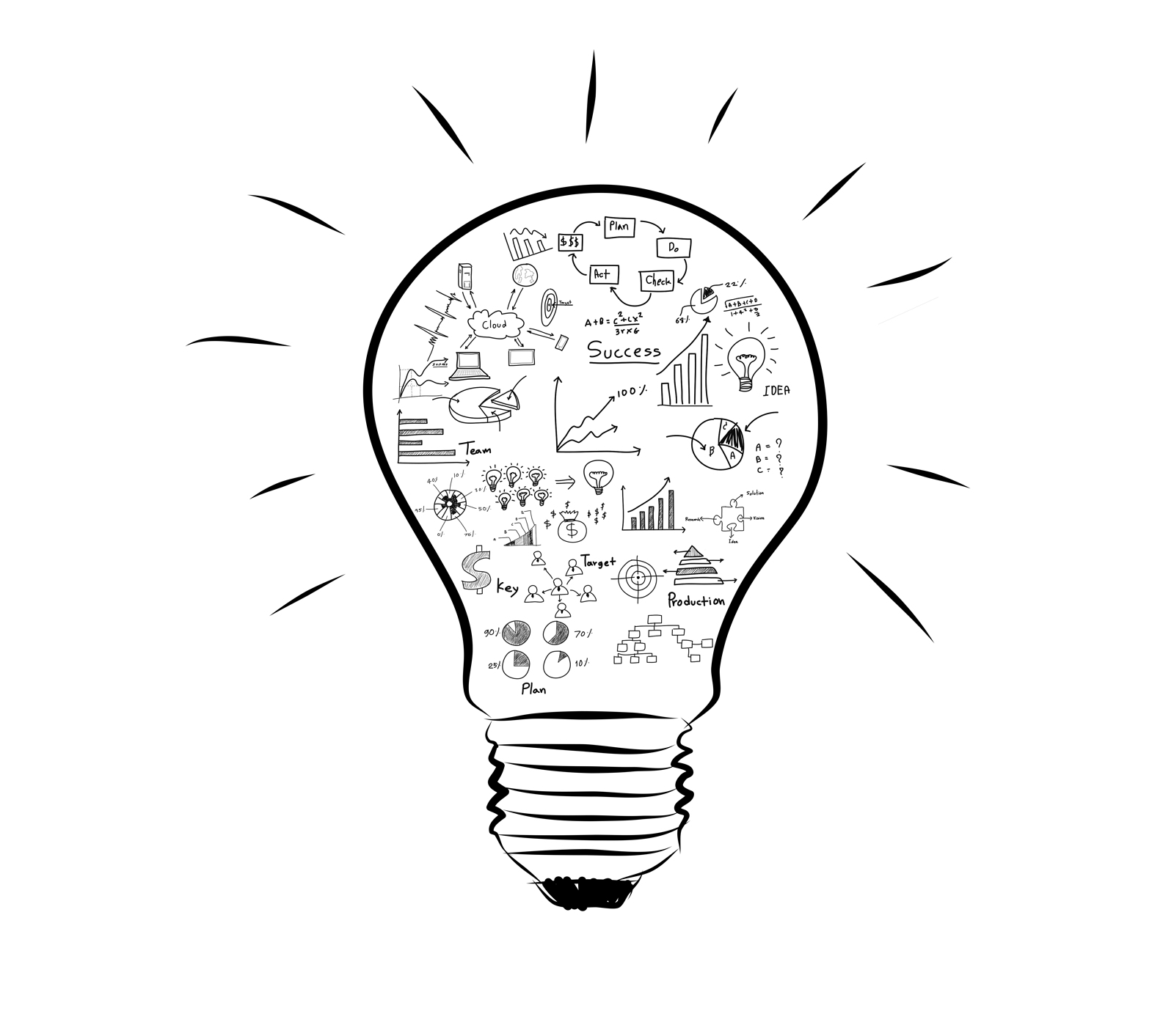 bigstock-Light-bulb-with-drawing-graph-44465413